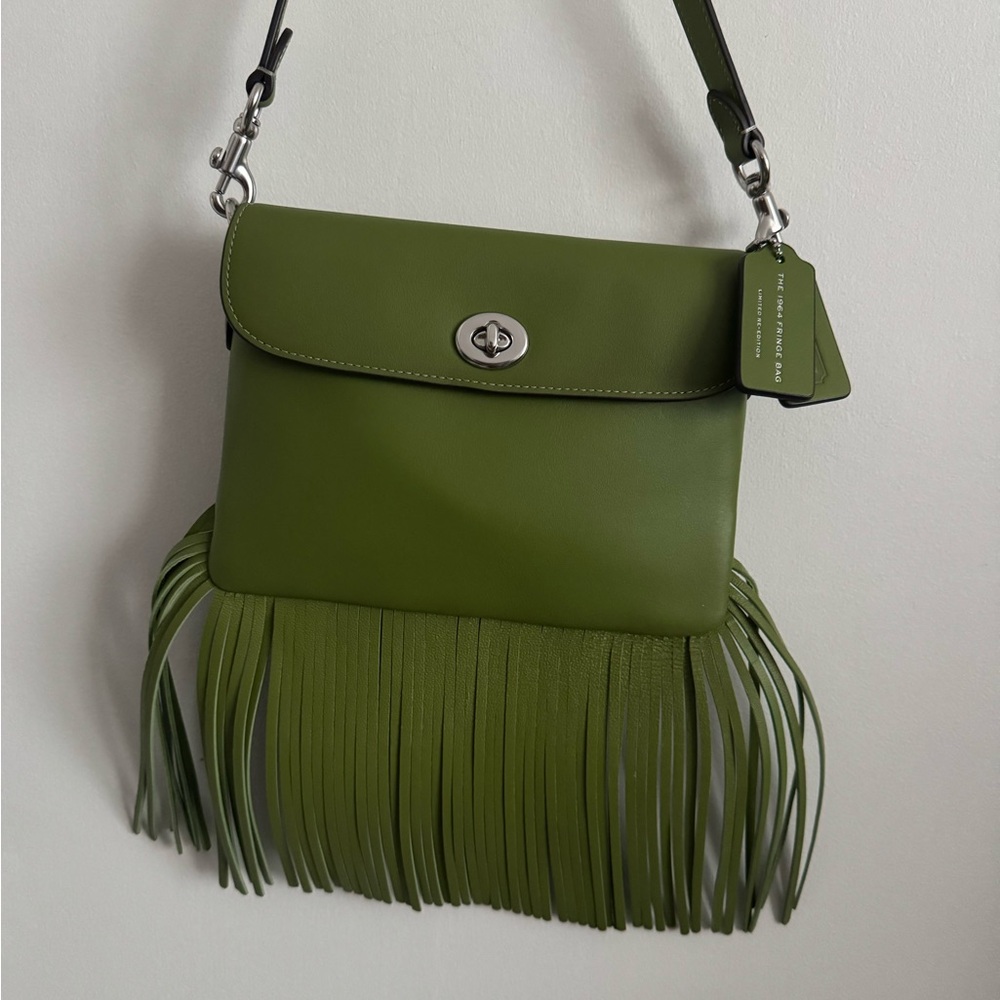 Coach Olive Green Crossbody Bag with Fringe